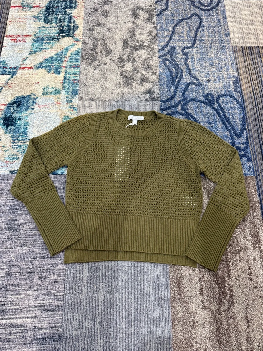 Krimson Klover Ace S25209-100 Olive Green Knit Off-Shoulder Sweater